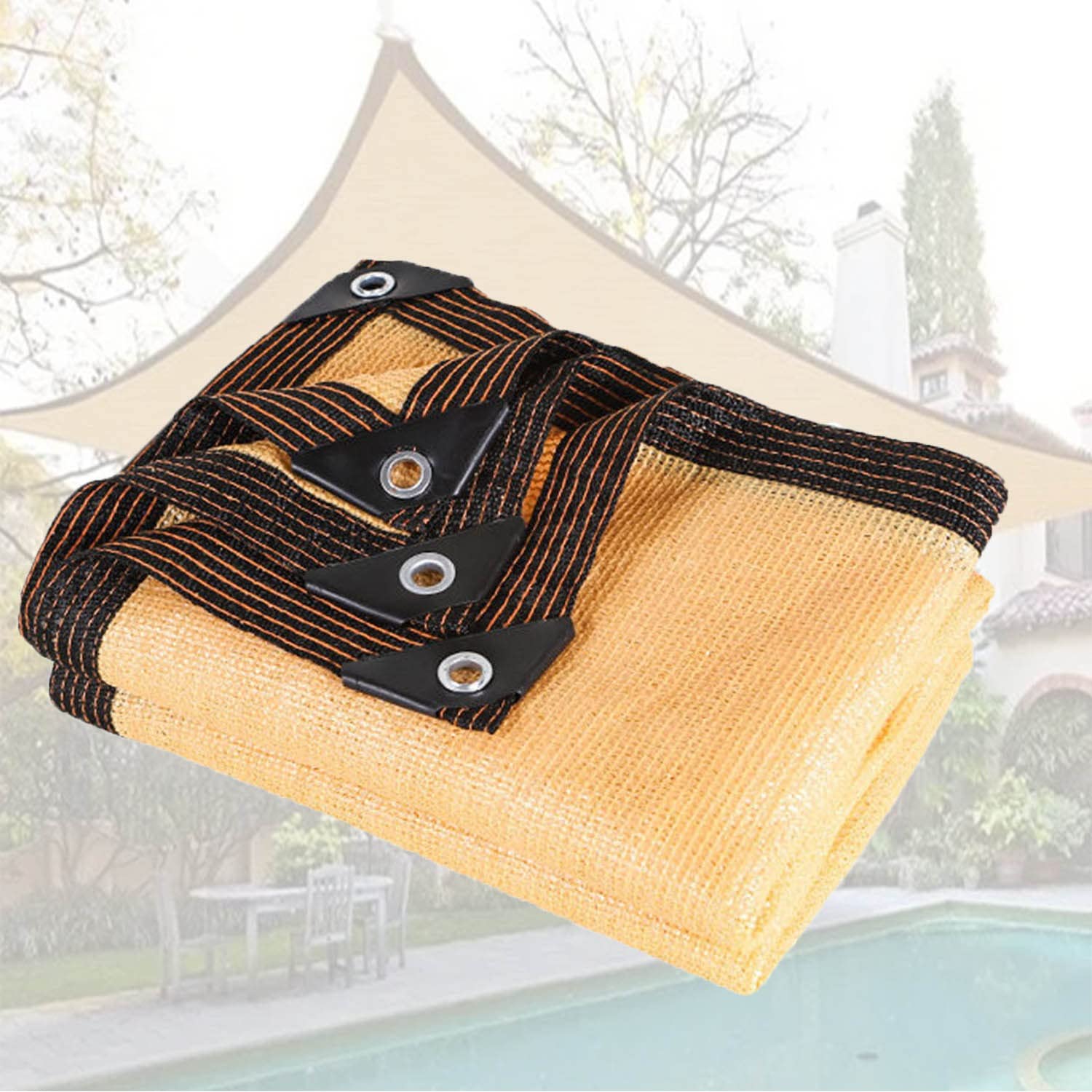 Toile d'ombrage 90% avec œillets bâche en maille 8x11m pour pergola et grand auvent extérieur