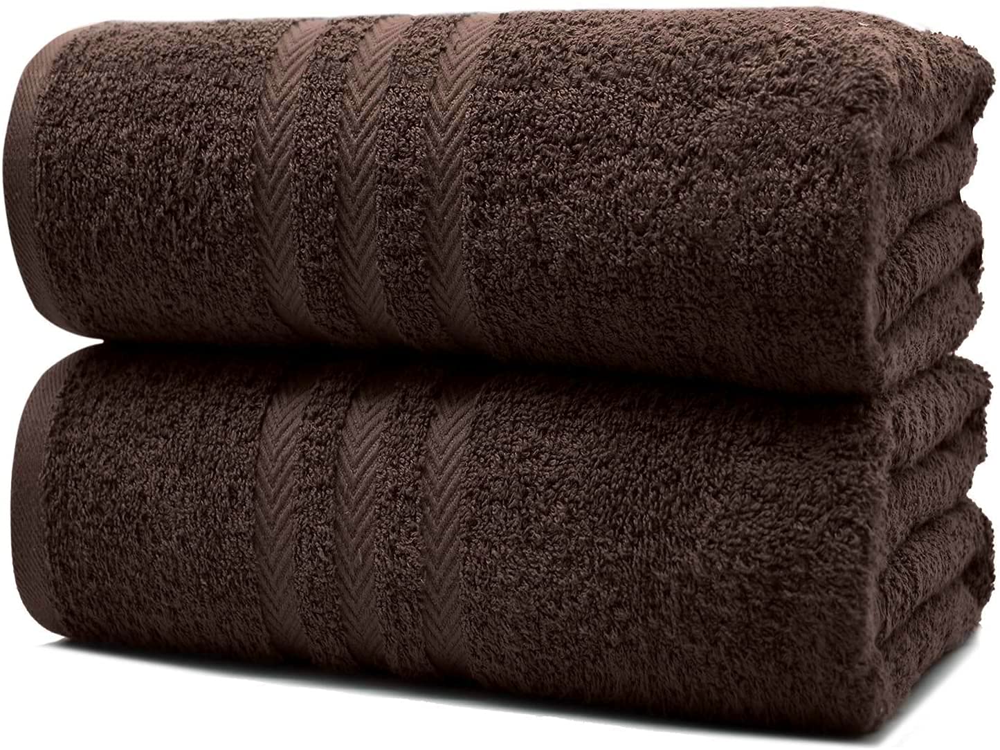 NAUSHA 2 x Super Large Bath Sheets Towels (80 x 140cm) 100% Egyptian Cotton 600 GSM (Chocolate)