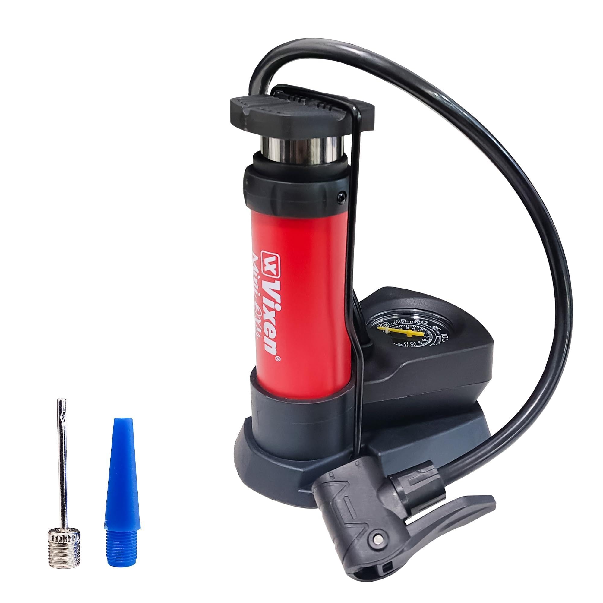 Vixen Portable High-Pressure Foot Air Pump with Built-in Pressure Gauge & Non-Slip Pedal | Ideal for Bicycles, Footballs, Basketballs & Swimming Rings