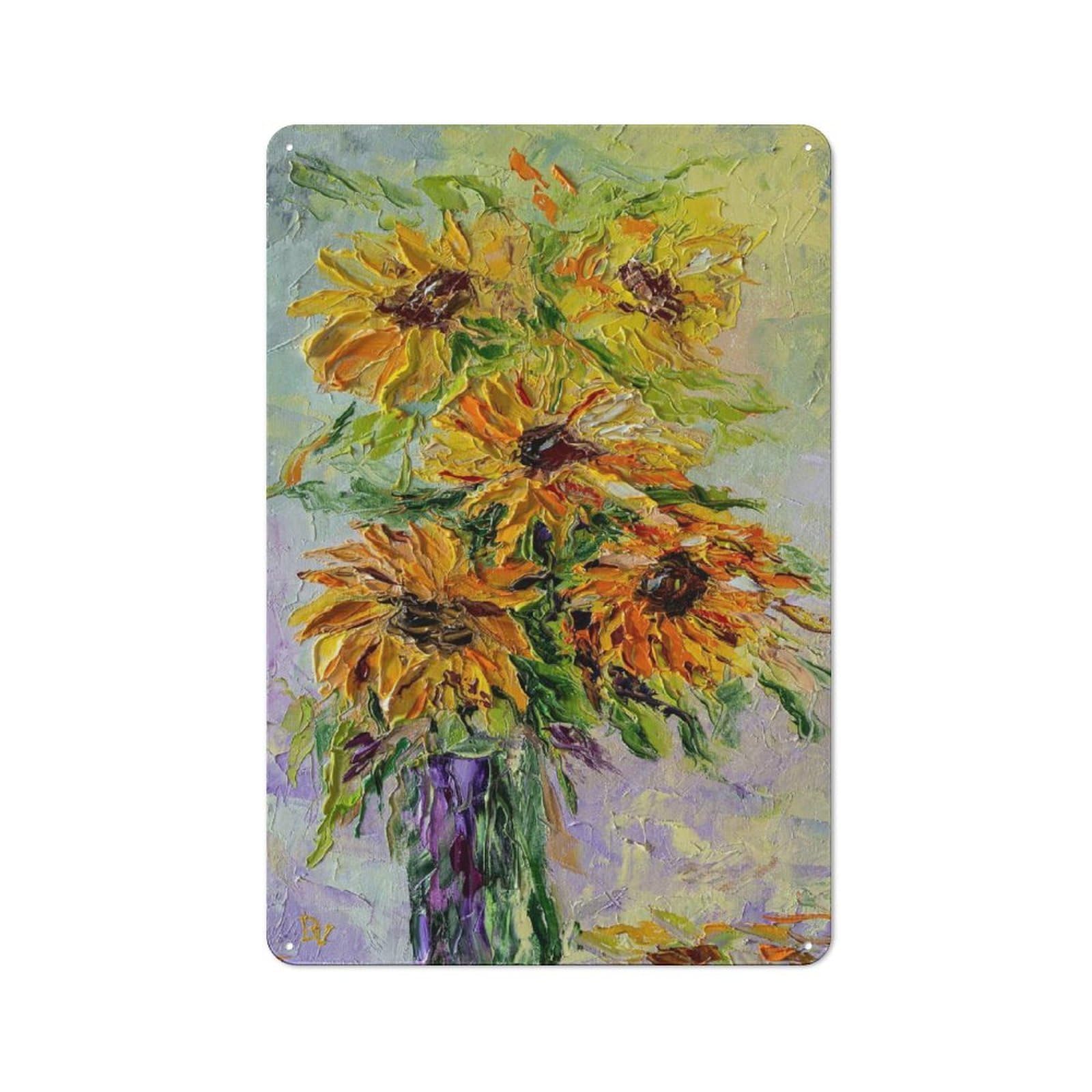 Junmoney Style-5 For Hobby Room Or Studio, Bouquet Of Sunflowers Rustic Tin Wall Plaque 30X20cm, For Vintage Wall Decor Fans, For Metal Sign Collectors