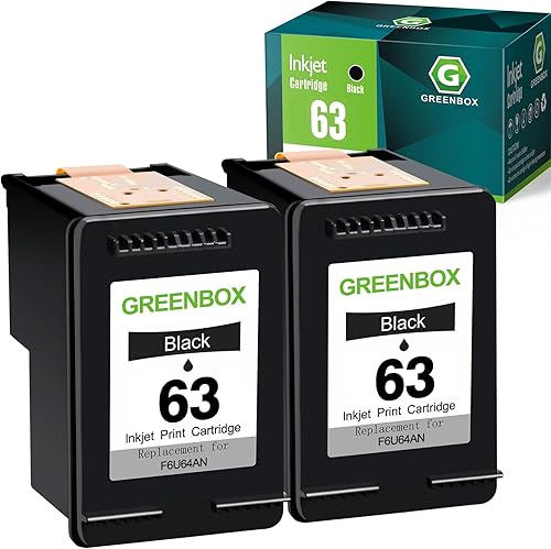 GREENBOX 63 cartuchos de tinta negra de repuesto para HP 63 63 Cartucho de tinta negro para OfficeJet 3830 4650 5200 5255 5258 Envy 4510 4512 4520