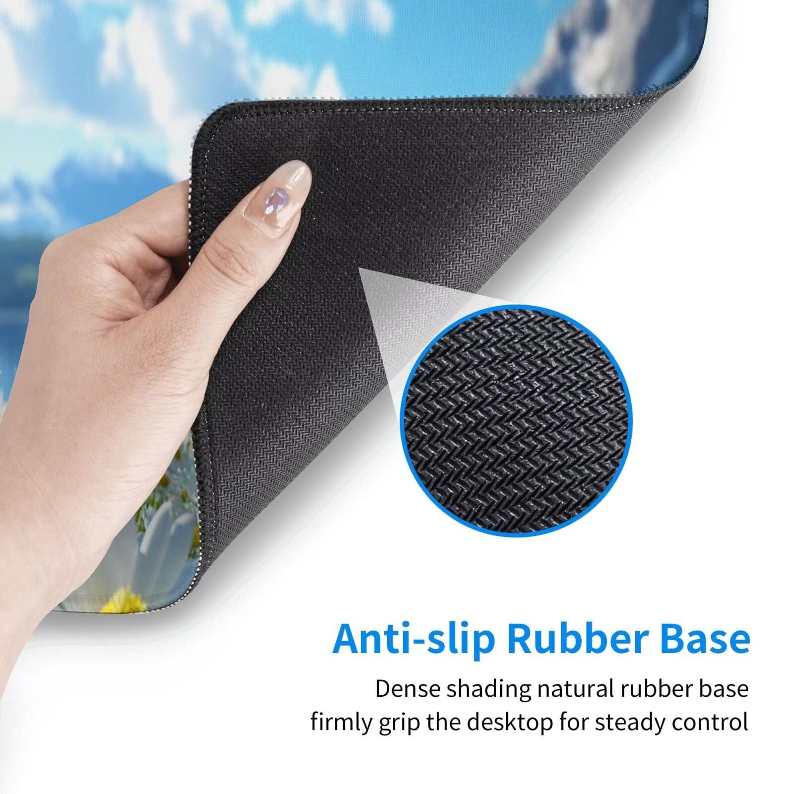 Niebieska podkładka pod mysz XXL krajobraz mata na biurko 1600 x 800 x 3 mm zmywalna podkładka do gier na laptopa, z antypoślizgową gumową podstawą do gier, PC, pracowników biurowych Y1435