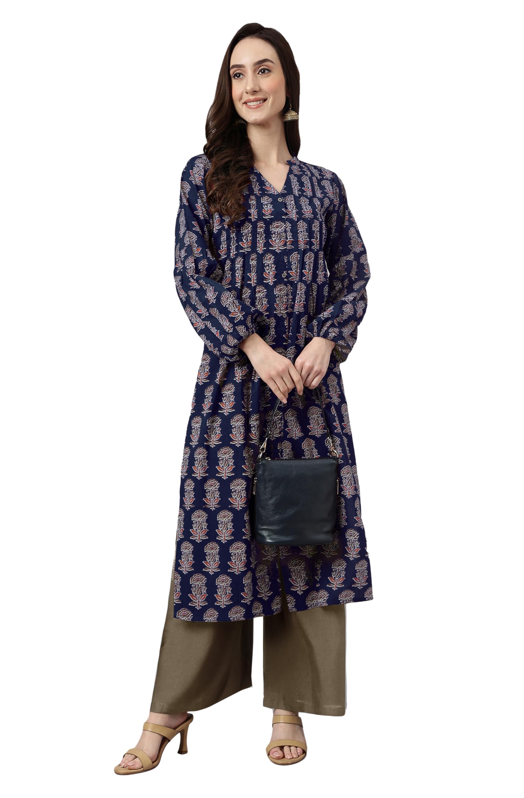 janasya Women's Pure Cotton Floral Printed A-line Kurta-picture-38