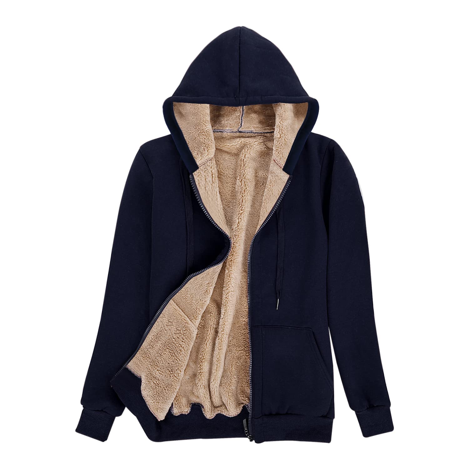 UMIPUBO Felpa Donna con Zip e Cappuccio Flanella Caldo Hoodie Cerniera Donna Cappotto Peluche a Manica Lunga con Tasche Sweatshirt Felpe in Pile con Cappuccio Giacca Outwear Donna Invernale