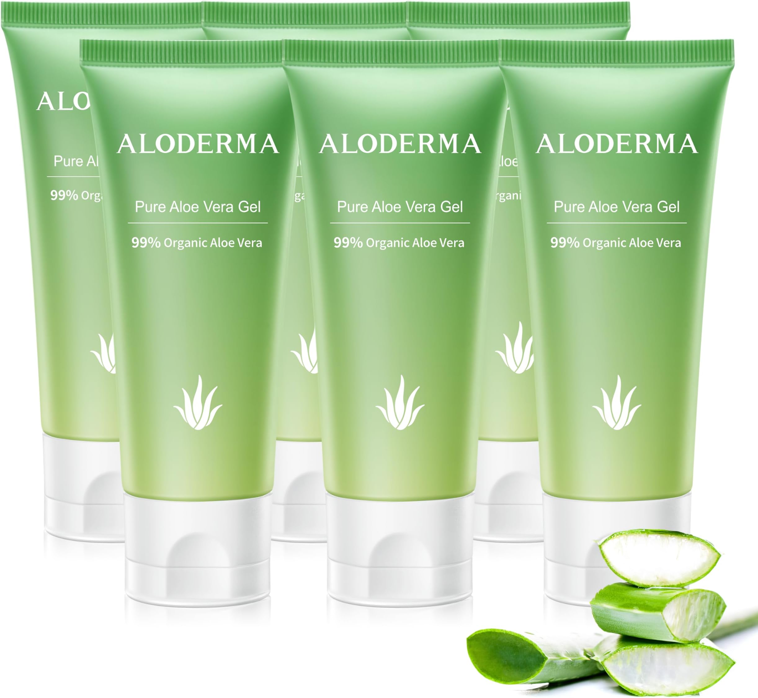 Aloderma 99% Organic Aloe Vera Gel for Face Made within 12 Hours of Harvest, Natural Hydrating Pure Aloe Vera Gel for Soothing Skincare, Moisturizing Aloe for Skin, Face, Sensitive Skin, 4oz - 6ct