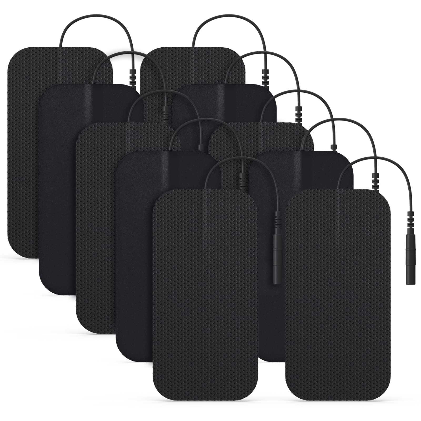 AUVON TENS Unit Pads 2"X4" 10 Pcs, 3rd Gen Latex-Free Rectangular Replacement Pads Electrode Patches with Upgraded Self-Stick Performance for Electrotherapy (BIack)