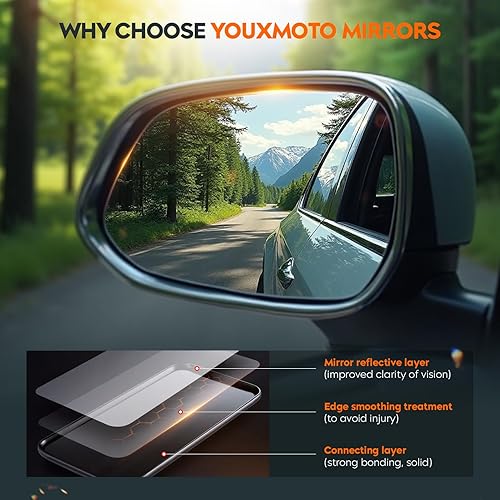 Miniatura 2 de Youxmoto Espejo lateral de vidrio para Dodge Ram 1500 2009-2017 Ram 2500 2010-2018, Espejo lateral izquierdo del conductor y derecho del pasajero