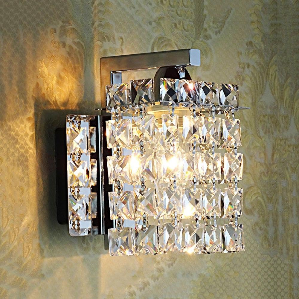 Lampada da parete moderna in cristallo cromato