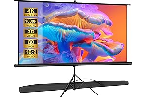 80-Inch Tripod Projector Screen with Stand