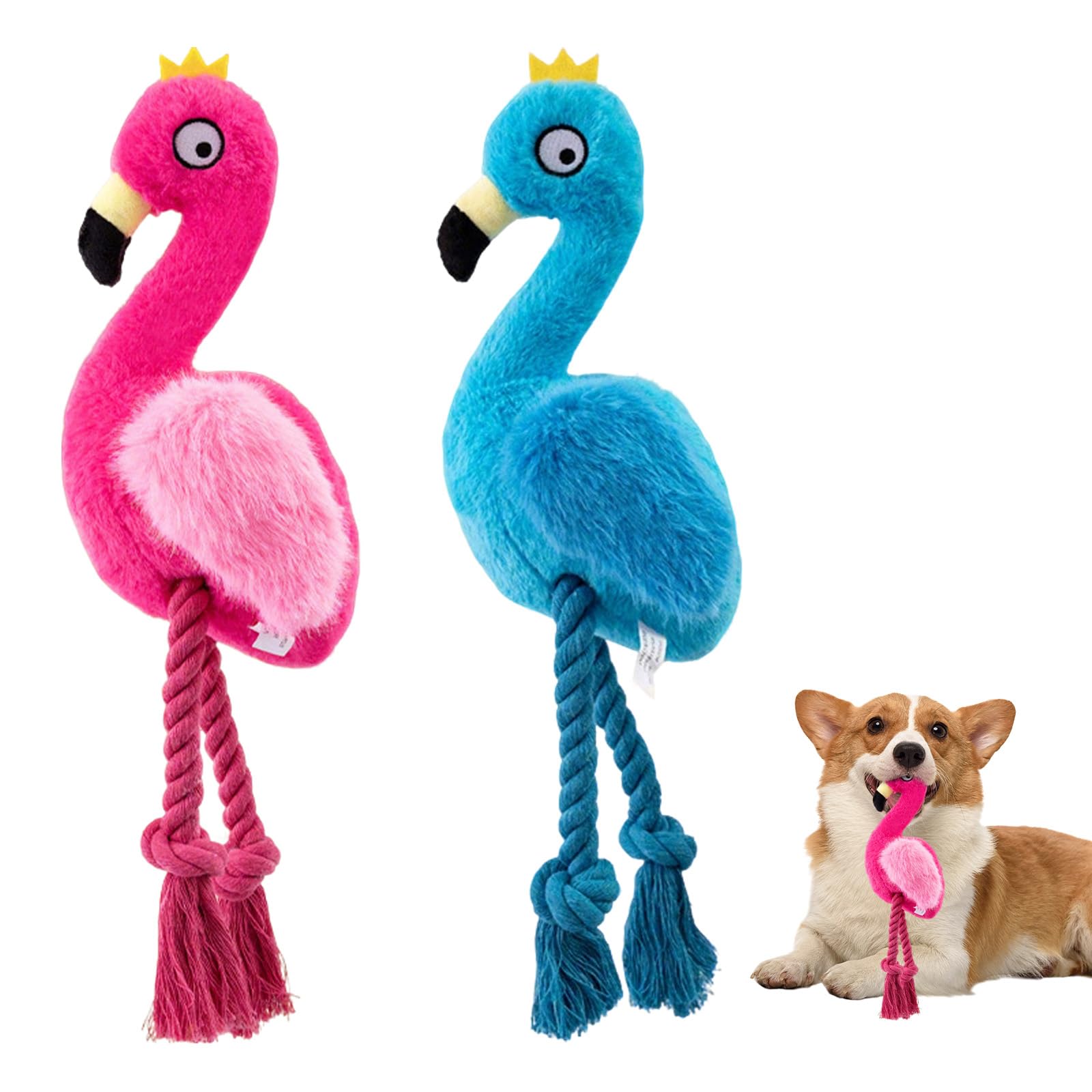 Jouet couineur pour chien de petite taille, lot de 2 peluches flamants roses
