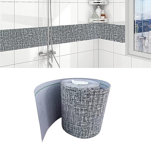 Miniatura 1 de Patrón de lino gris de 32.8 ft, extraíble, PVC, impermeable, decoración de pared, extraíble, autoadhesivo, azulejos de cocina, baño, papel tapiz de