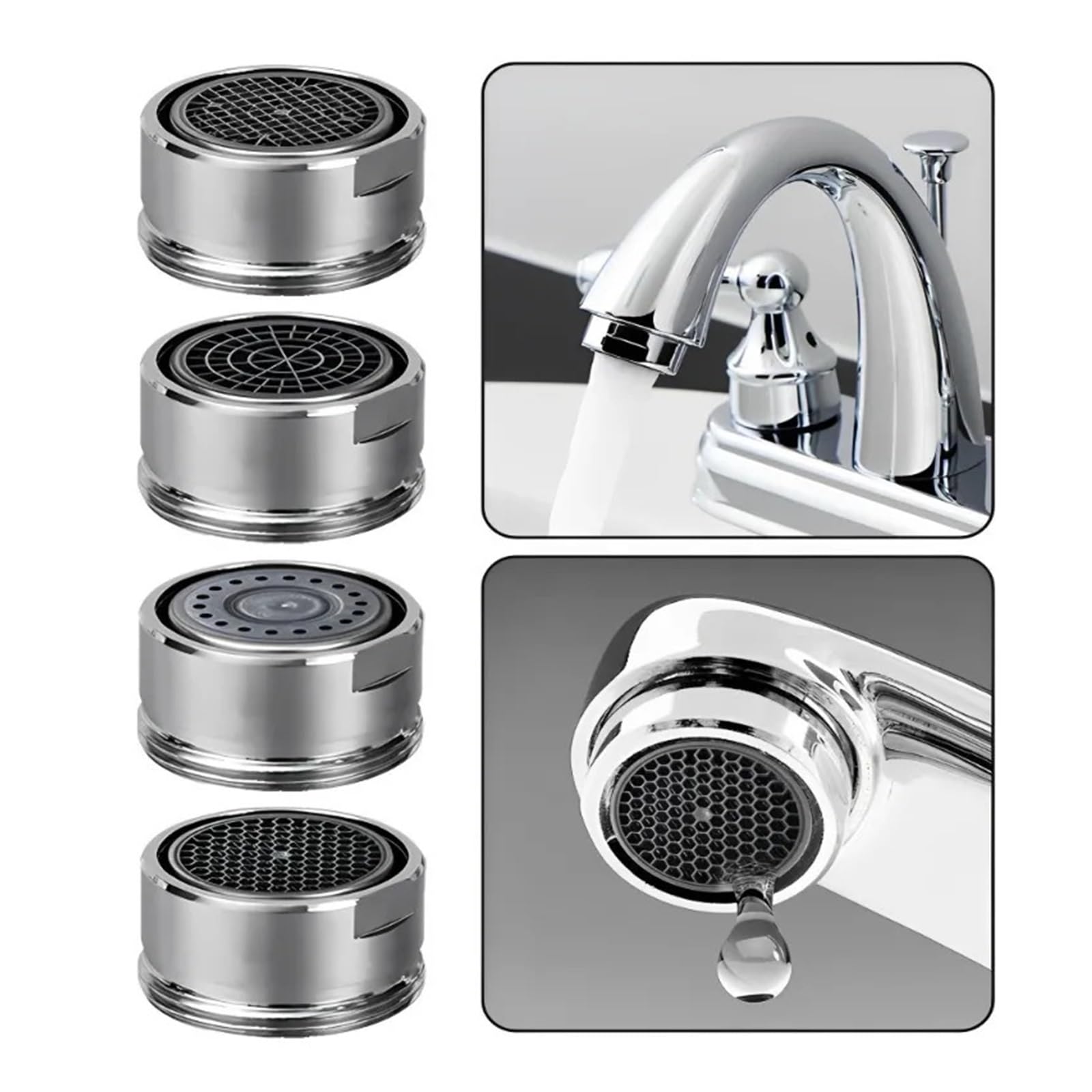 XYNSNDB 1/4 Piezas aireador de Grifo de latón 24 mm Piezas reemplazables Boquilla de Filtro de Grifo Ahorro de Agua Cocina baño Fregadero Rosca Grifo burbujeador fácil instalación (Estilo B-1PCS)