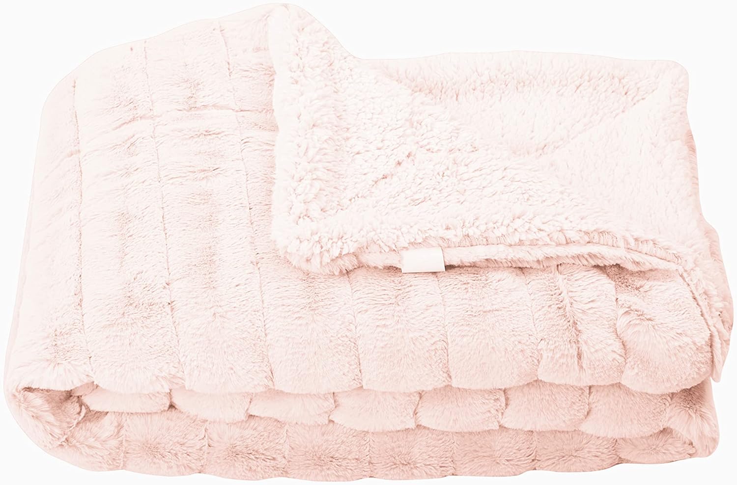 Home Soft Things Super Mink Faux Fur Throw, 50'' x 60", Soft Pink, Luxurious Fluffy Cozy Elegant Blanket with Sherpa Backing Fuzzy Throw for Couch Living Room Bedroom Home Décor