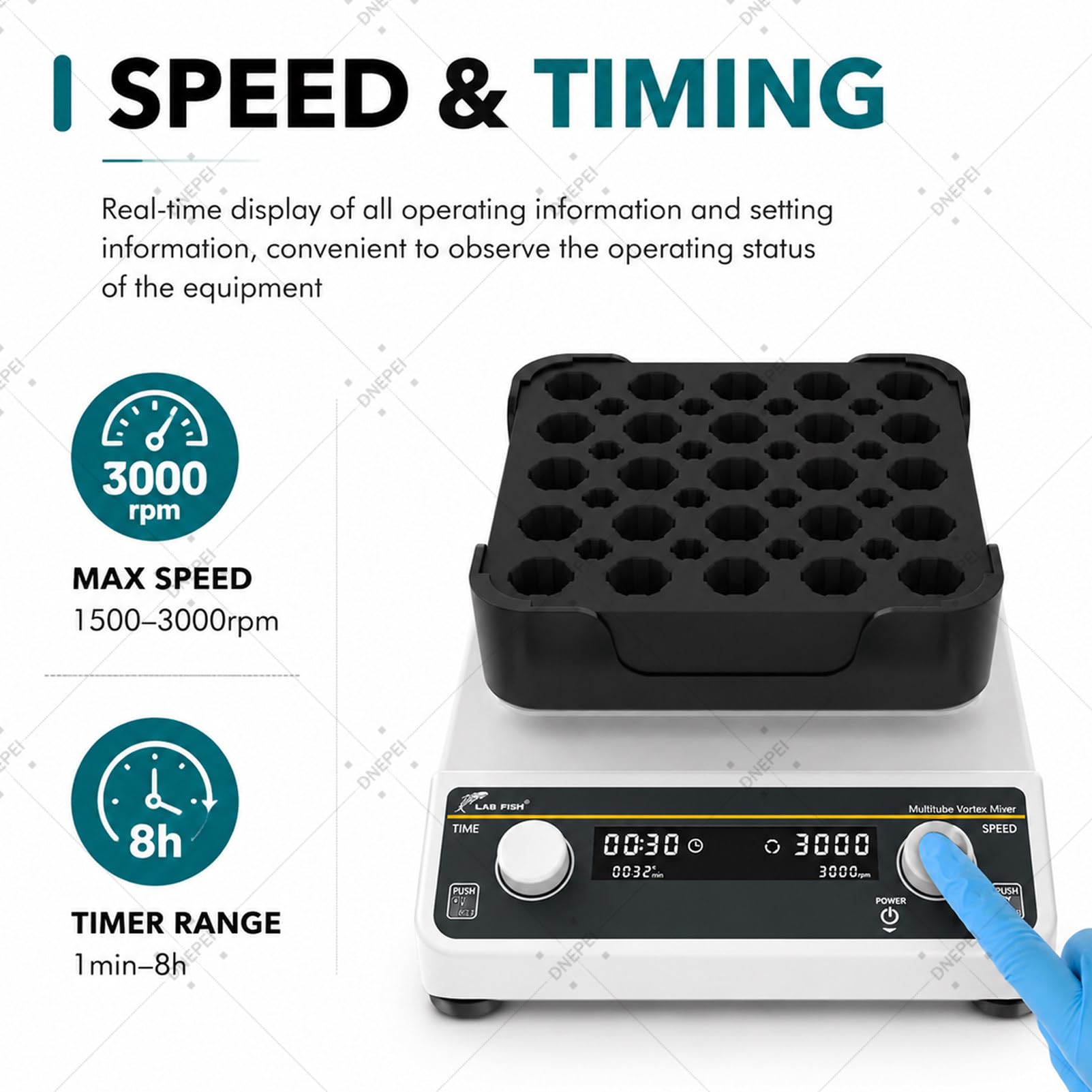 Agitatore per provette multiple VM600MAX, intervallo timer 1 min - 8 h