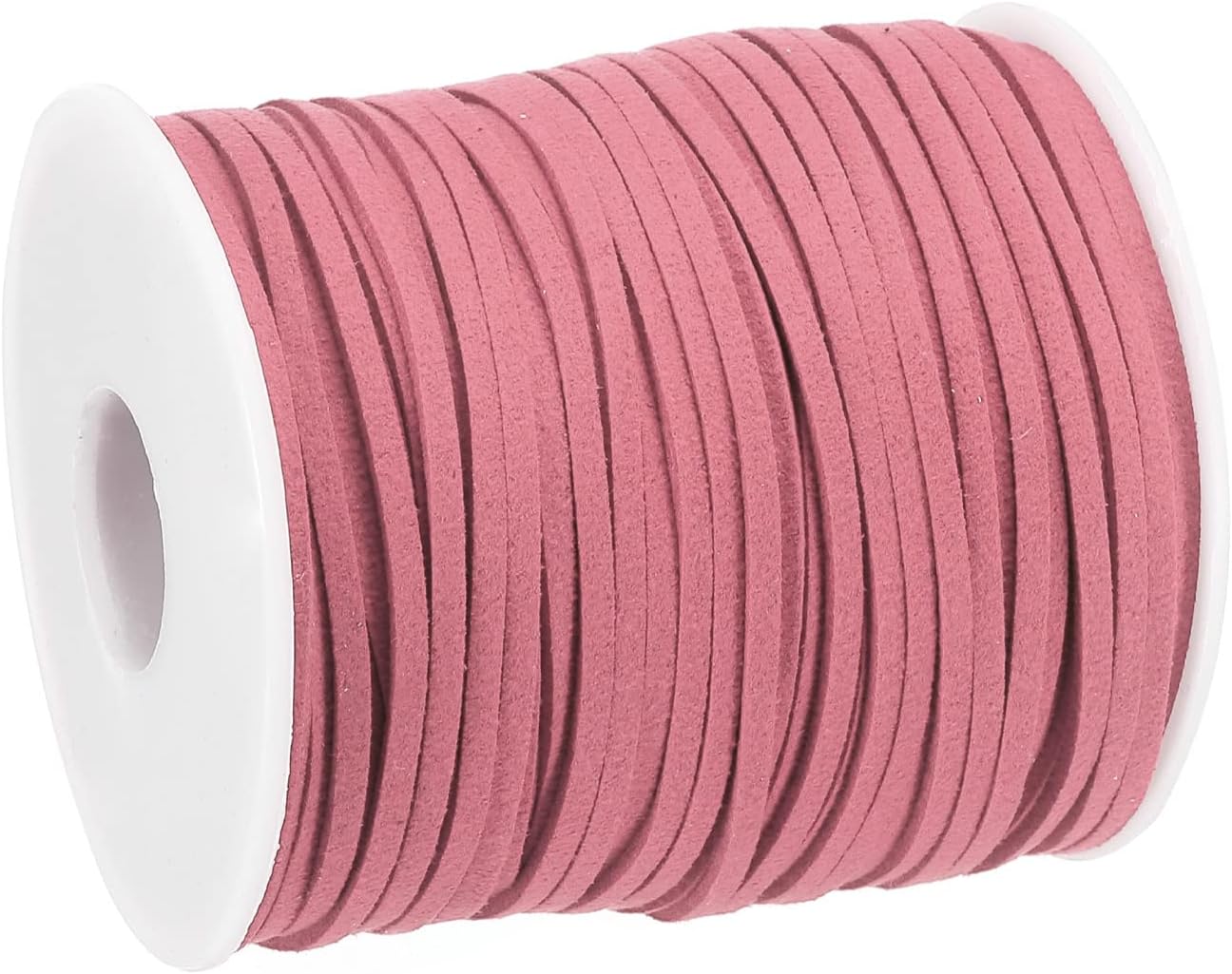 sourcing map Suede Cord, 49.21 Yards 2.6mm Flat Leather Thread String for Purse Handbag Shoelace DIY Crafts Bracelet Making, Dark Pink 1 Roll