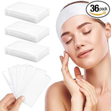 White Disposable Spa Headband for Women 36pcs Disposable Headbands for Spa Hair bands for Facials, White Headband for Esthetician, Skincare & Washing Face, Professional Facial headbands for Women