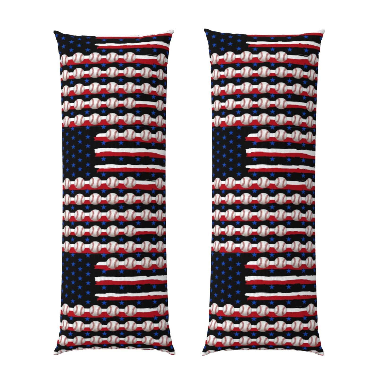 Body Pillow Cover 20x60 Baseball Sports Funny American Flag, Decorative Zippered Pillowcase, Soft Cozy Flannel Fabric, Cushion Case for Couch Sofa Bedroom Home Decor