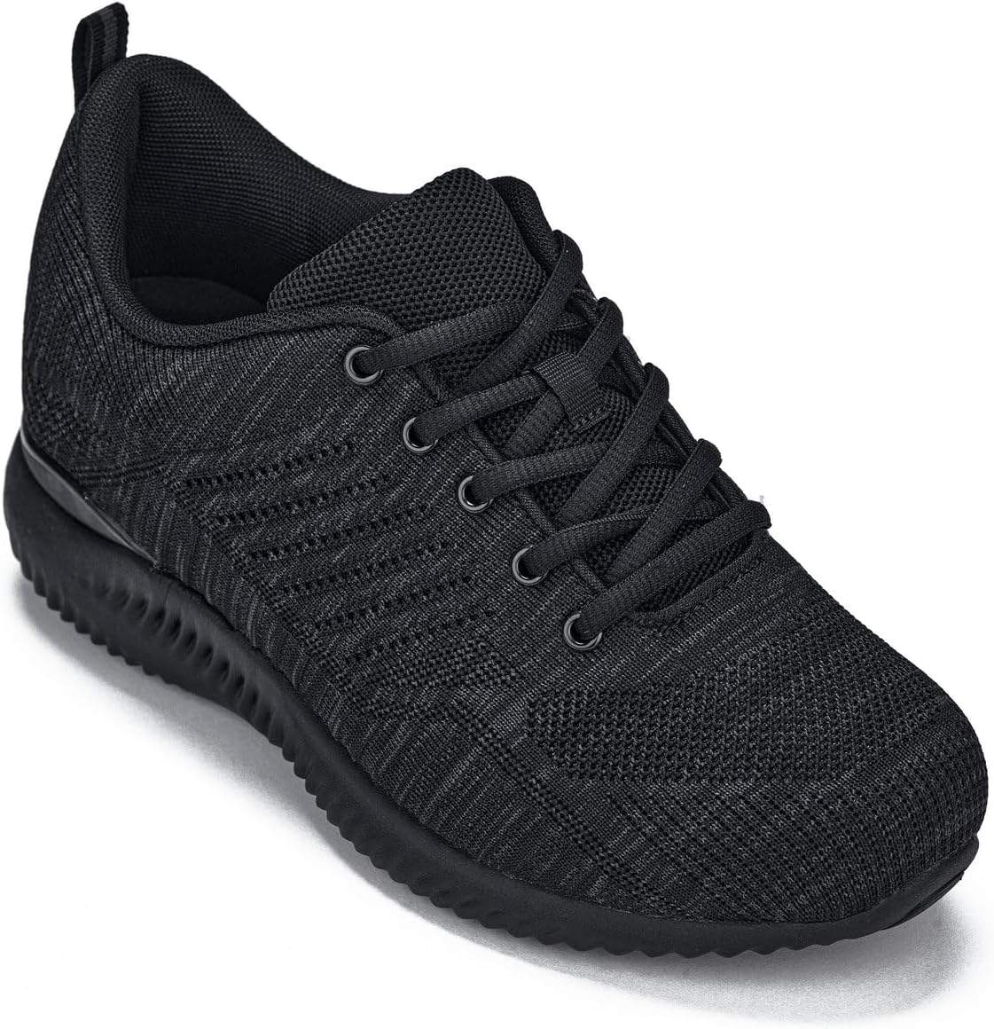 CALTO Men's Invisible Height Increasing Elevator Shoes - Black/Charcoal Grey Ultra Lightweight Sporty Sneakers - 2.6 Inches Taller - Q213 - Size 9 D(M) US - Image 4