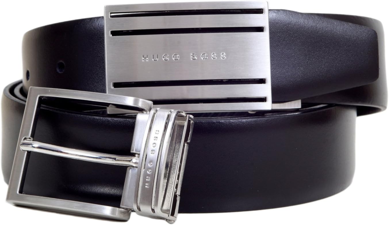 Hugo Boss Black Mens Galen Leather Belt With 2 Changeable Buckles