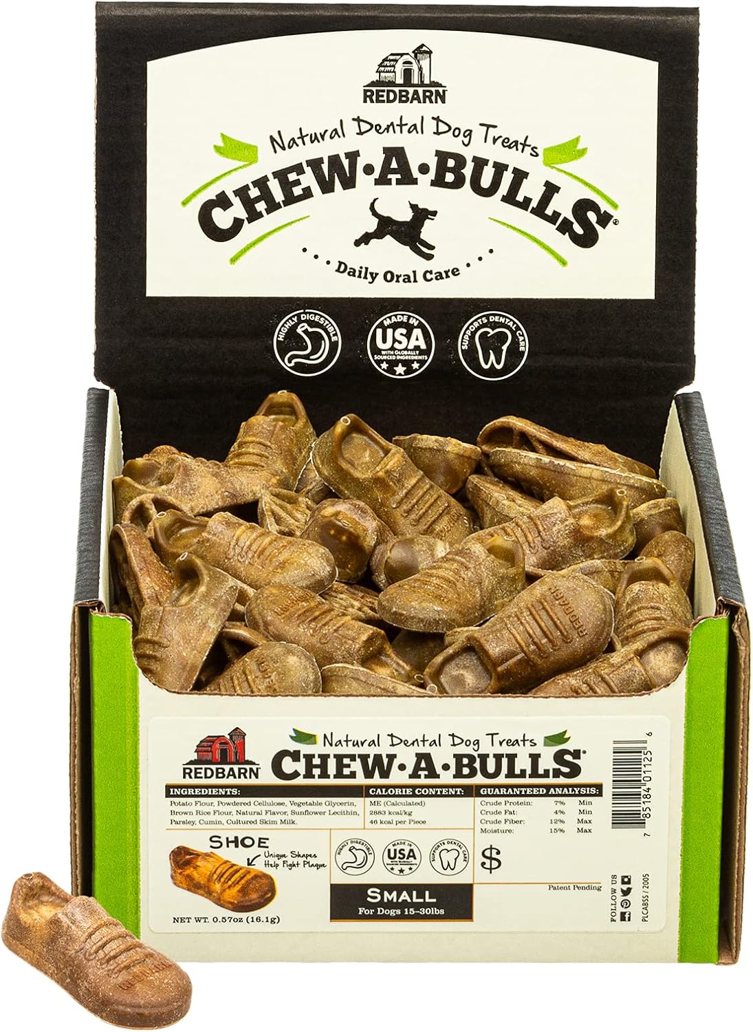 Redbarn Pet Products Chew-A-Bulls (Size: Small, Shape: Shoes, Case of 75)