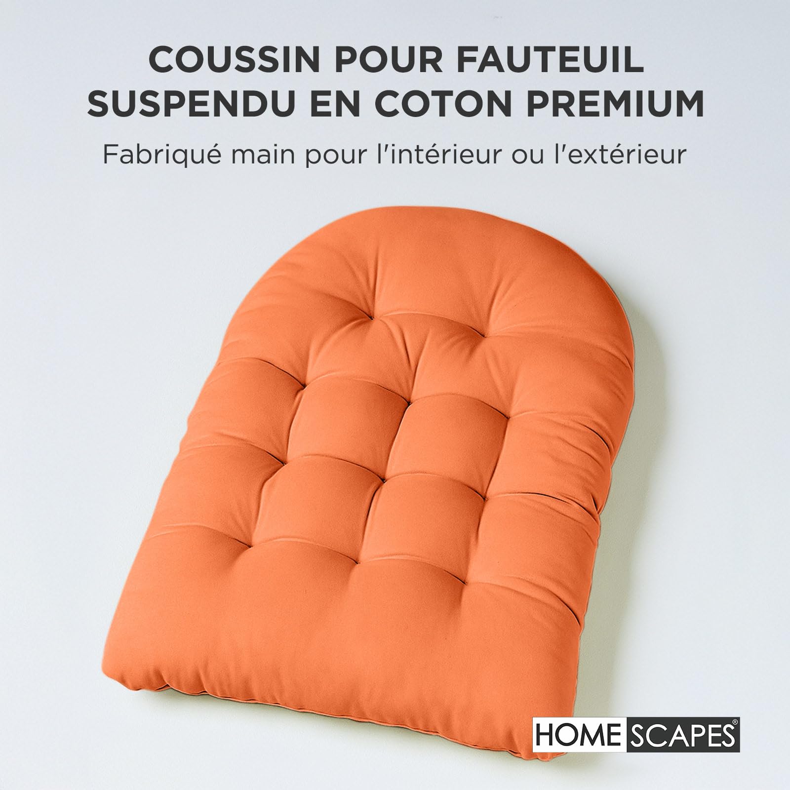 HOMESCAPES Coussin pour Fauteuil Suspendu extérieur, Coussin de Rechange pour Fauteuil œuf – Usage intérieur et extérieur - Terracotta