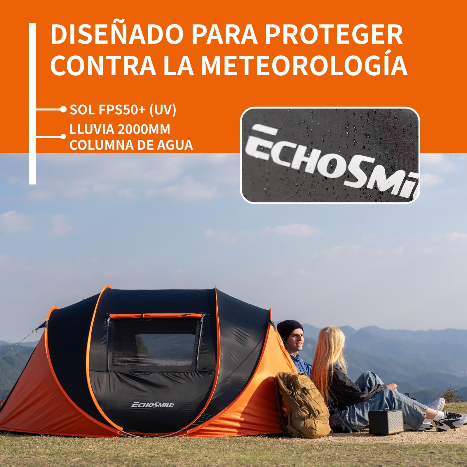 EchoSmile Tienda de Campaña Pop Up 2/4/6 Personas Tenda Campismo | Instantánea,Ventanas, Bolsillos, Bolsa de Transporte, Impermeable, Anti-UV,para Campismo,Senderismo Playa