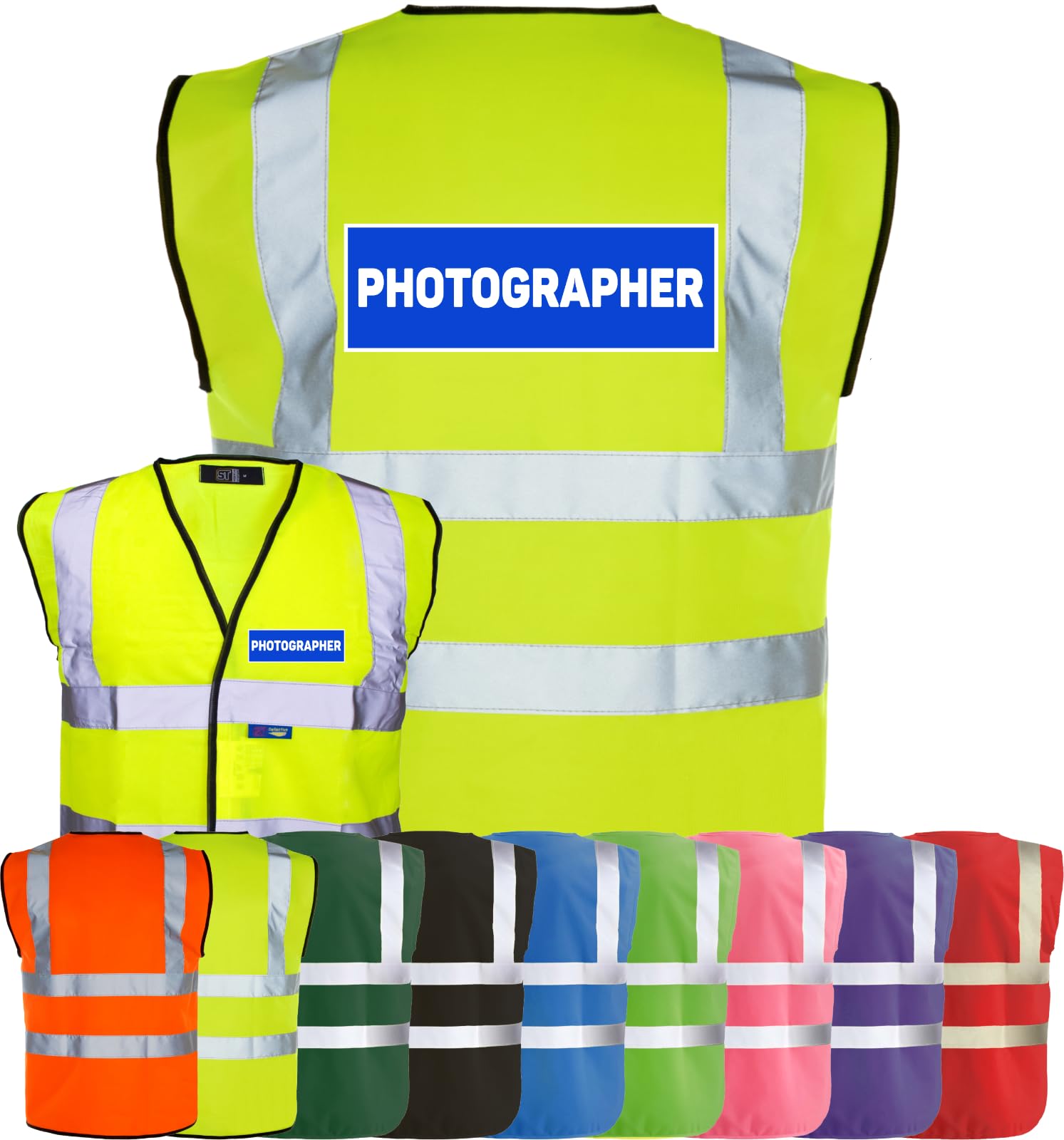 Corporate Togs PHOTOGRAPHER Printed Waistcoat - Hi-Vis Safety Vest, 2 Band & brace Hi-Vis Strips, Fastening Waistcoat | Personal Protective Equipment & Safety Wear — image 1