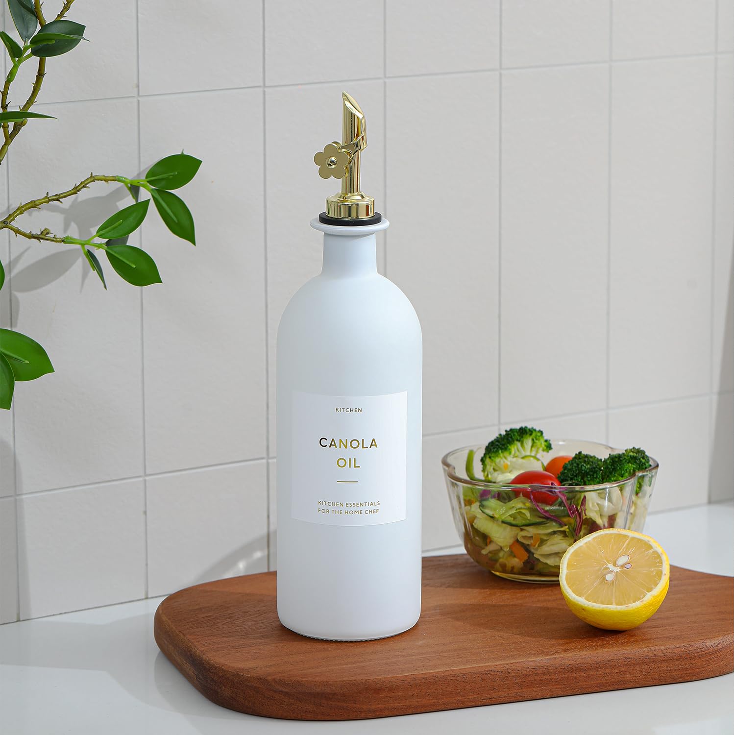 HOMCDALY Botella dispensadora de aceite de oliva para cocina, botella dispensadora de aceite de vidrio, juego dispensador de aceite y vinagre dorado, dispensador de aceite de cocina, recipiente de