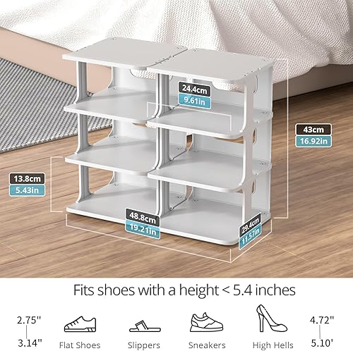 Miniatura 3 de ZOINLIY Organizador de zapatos apilable para armario, zapatero pequeño para entrada, dormitorio, dormitorio, estante de zapatos independiente, cubo