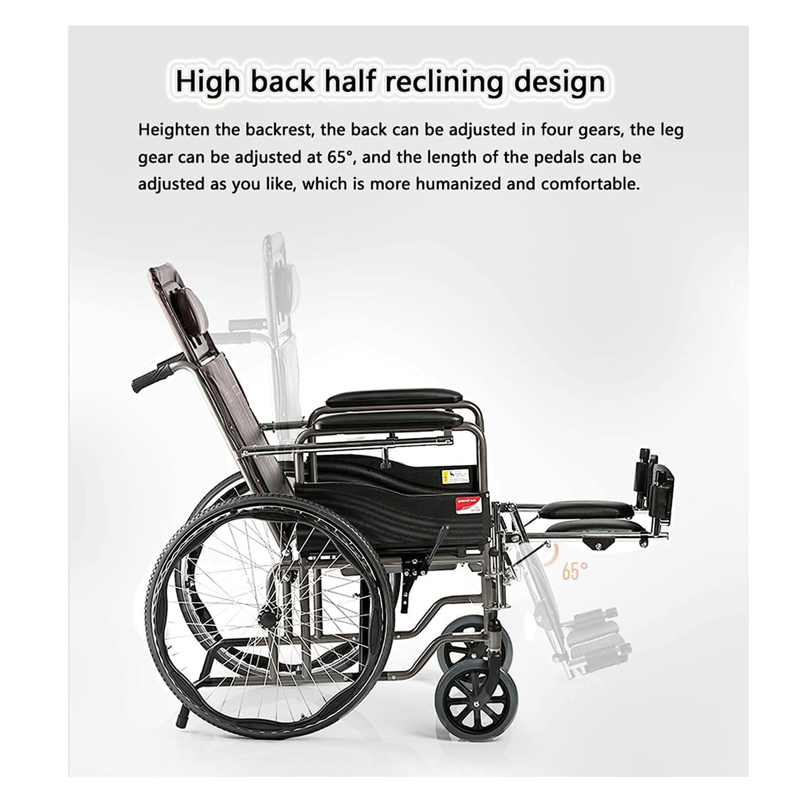 Silla de Ruedas Silla de Ruedas reclinable, Silla de Ruedas Manual Ligera con Mesa de Comedor, Silla de baño, cómoda, Silla de Ducha de baño de Acero confiable