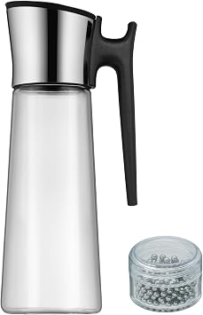 WMF Basic Water Carafe 1.5 litres, Glass Carafe with Lid and Handle 1.5 L, Cleaning Beads, Silicone Lid, Closeup Closure