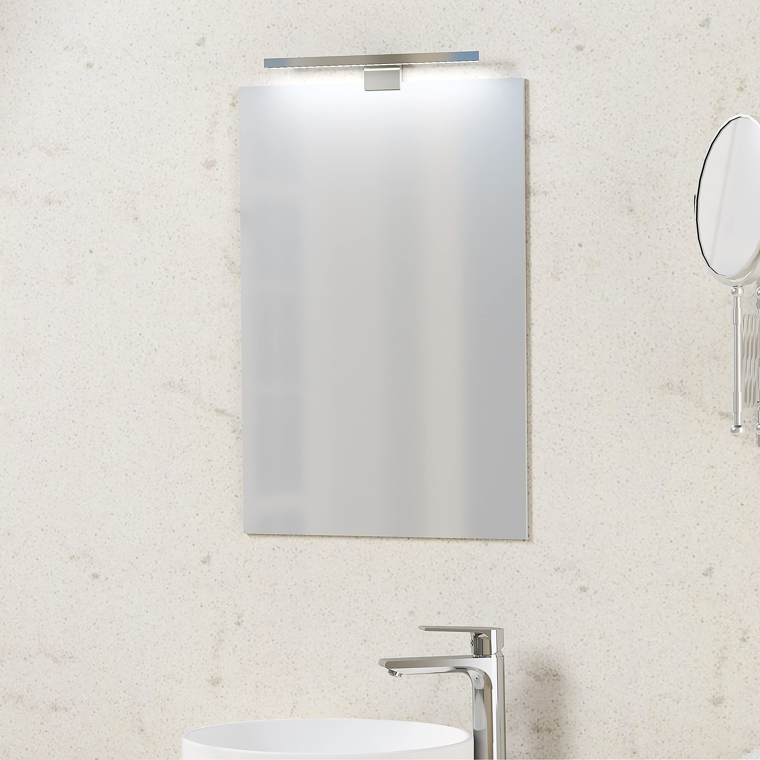Baikal Specchio da bagno, varie forme e misure disponibili. Opzione con e senza LED. Stili che si adattano al bagno o a qualsiasi stanza della casa. 40 x 60 cm Specchio con Applique LED, 280034989
