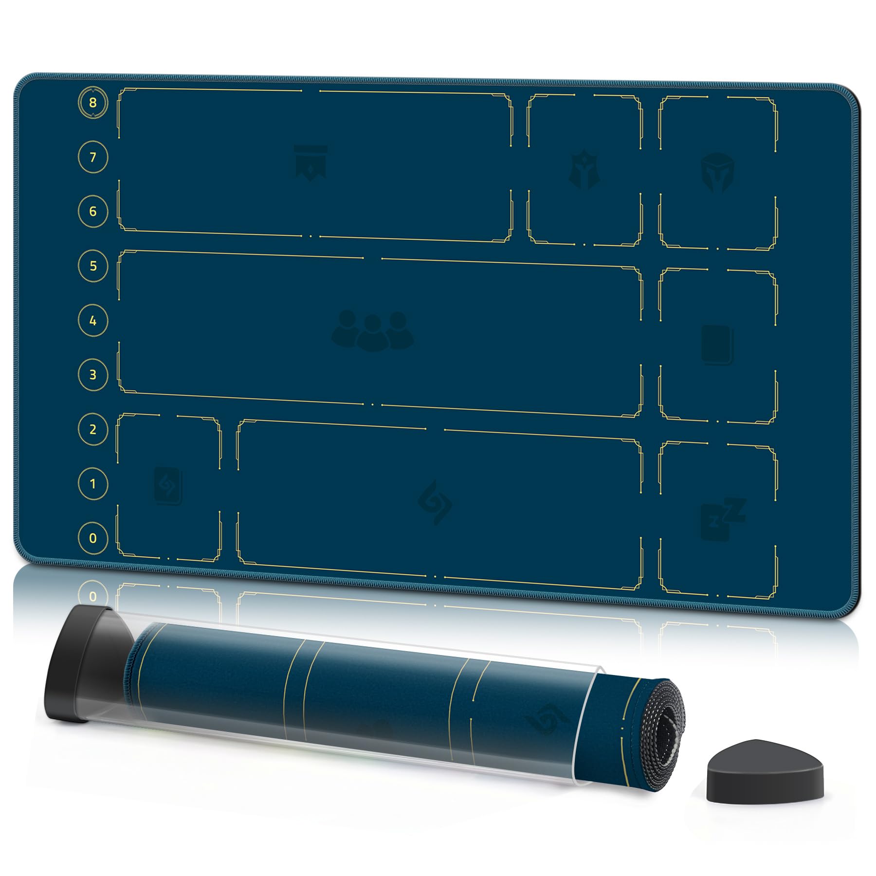 Riftbound Playmat with Zones – 24x14 Inch TCG Card Game Mat for Riftbound League of Legends, Battlefield & Champion Layout, Stitched Edge, Non-Slip Rubber Base with Playmat Tube – Tactical Gold