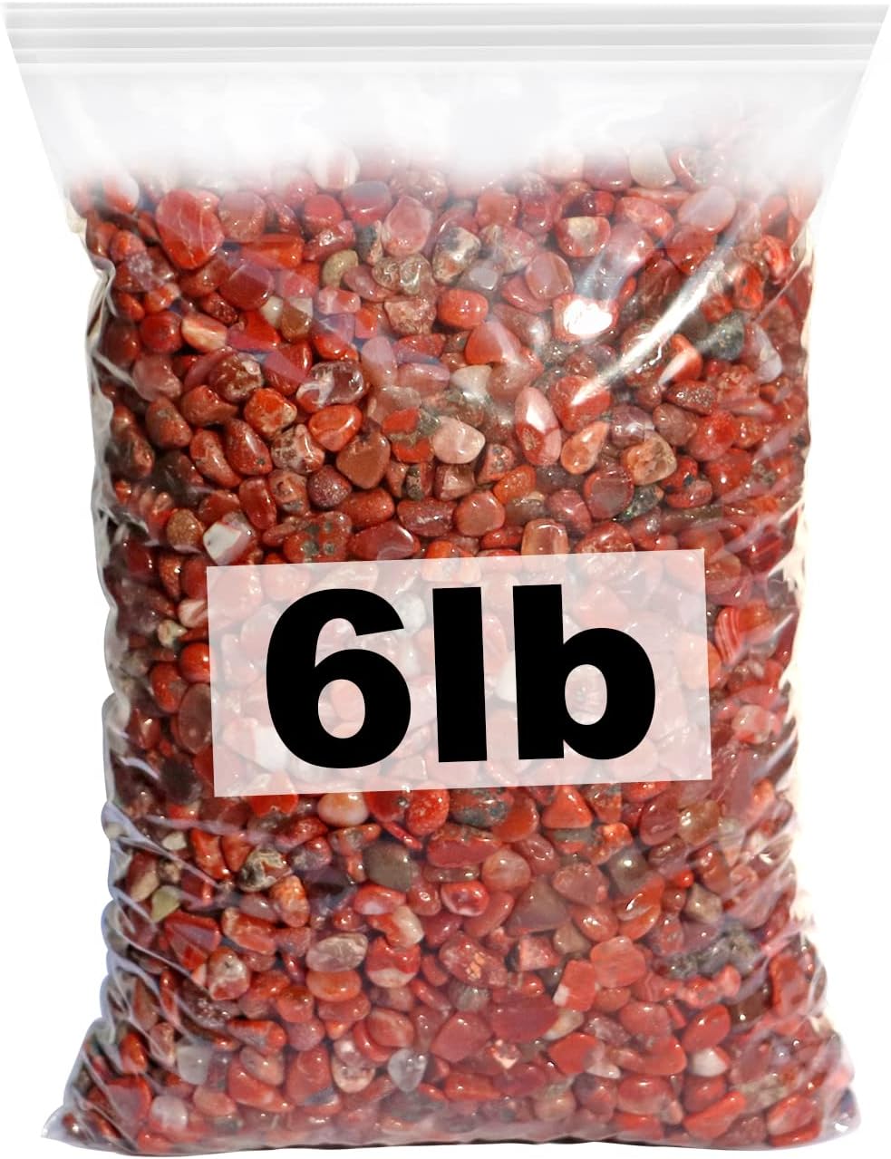 6lb Red Polished Rocks Crystal Crushed Pieces Natural Quartz Pebbles Small Tumbled Chip Gravel Succulent Cactus Bonsai Top Dressing Plant Landscape Terrarium Supplies for Home Decoration Vase Filler