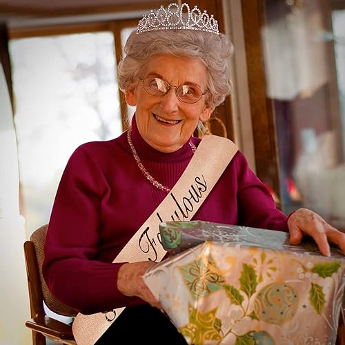 Miniatura 4 de CoFashion - Tiara de cumpleaños número 80 para mujer, banda y corona de cumpleaños 80 para mujer, decoraciones de cumpleaños 80 para mujer, incluye