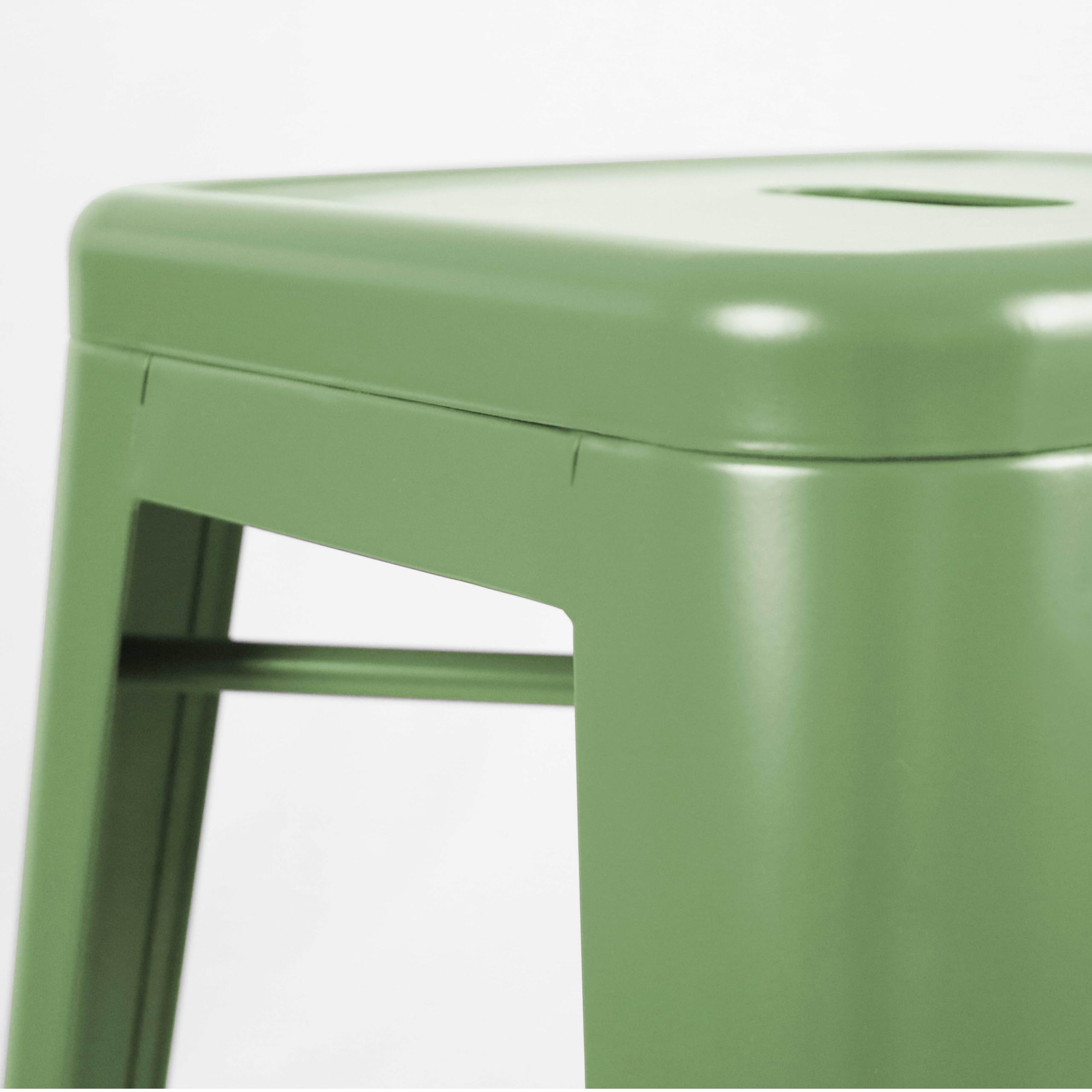 Oviala Lot de 4 tabourets de terrasse en métal Mat Vert Cactus