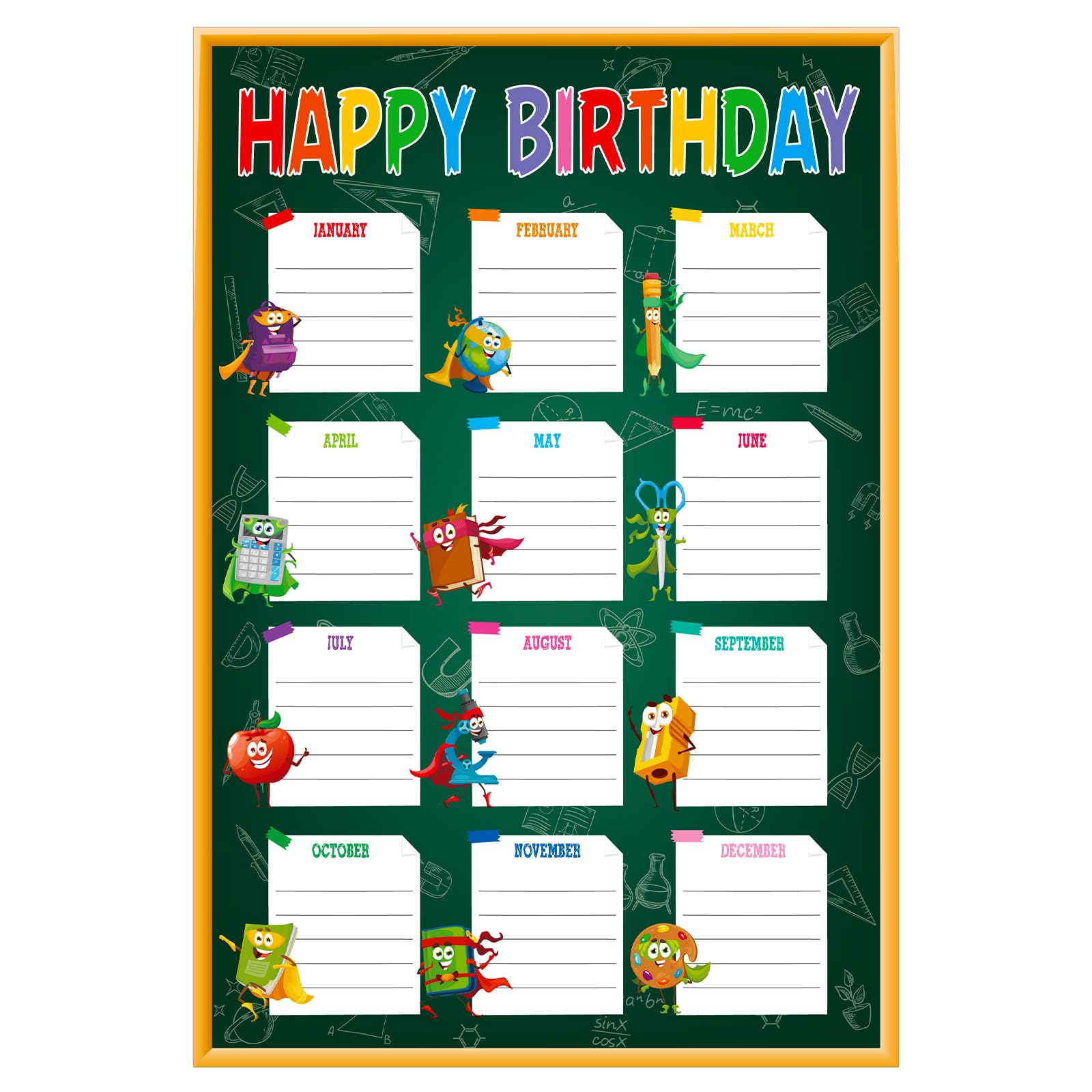 Amazon.com: FLYAB Birthday Chart for Classroom - Happy Birthday Chart ...