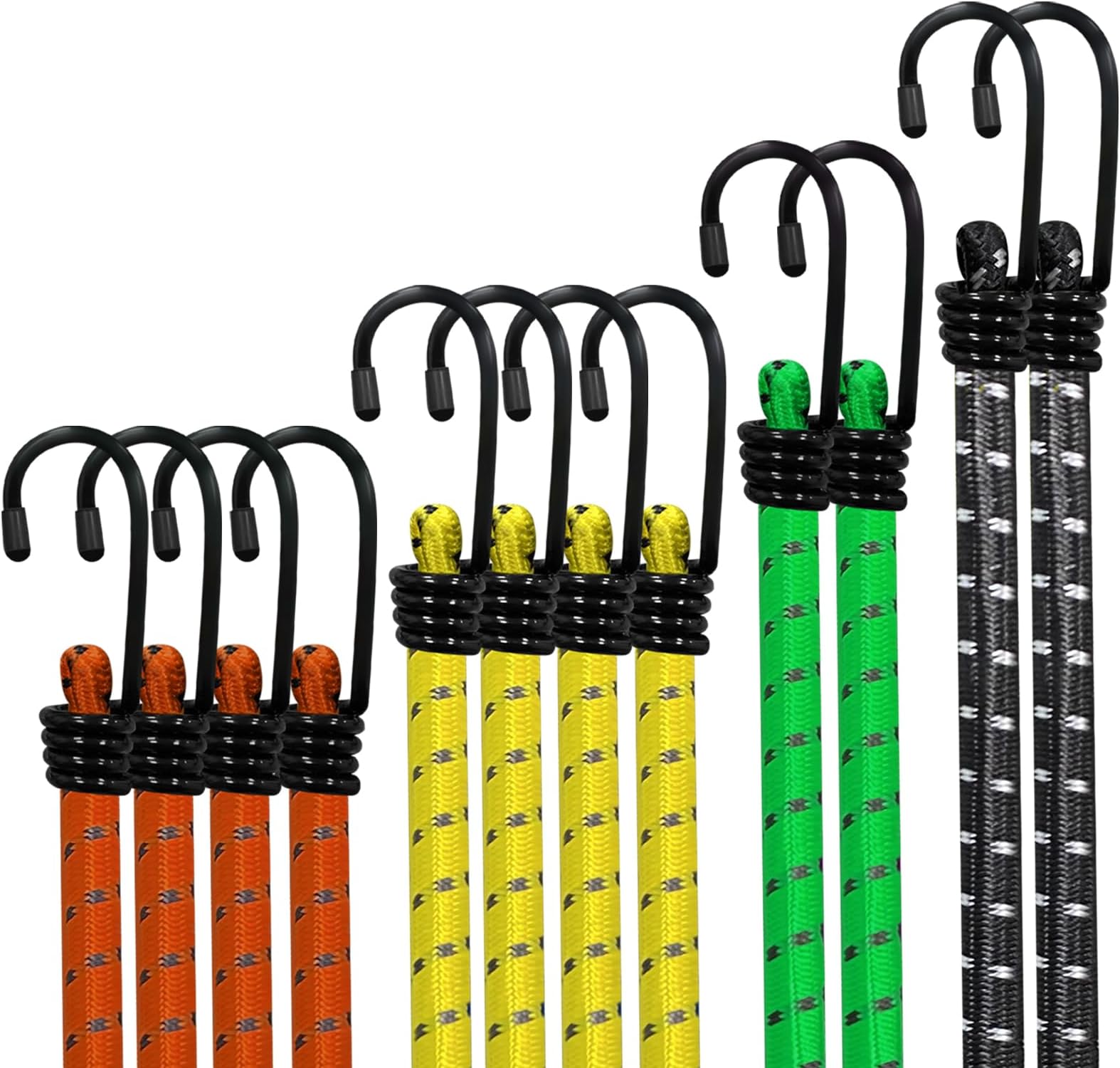 WeFine Pack of 10 Bungee Cords with Hooks Weatherproof & UVResistant
