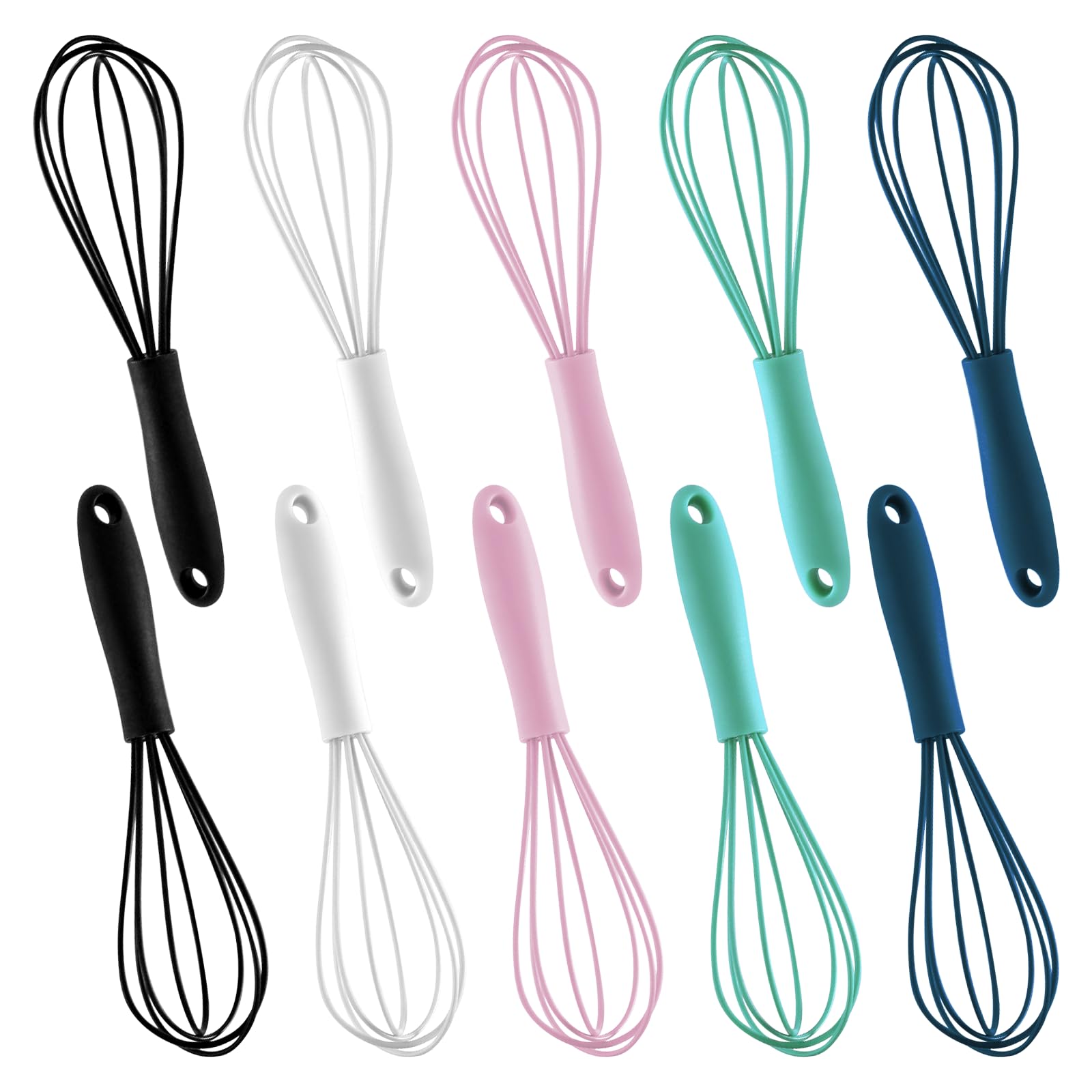 10 fruste da cucina in silicone per cucinare, frusta per impastare in acciaio inox, antiaderente, piccola frusta a forma di palloncino, frusta per uova, frusta, frusta, mescolare, cuocere