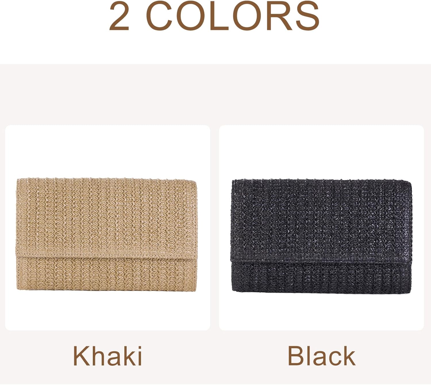 Natural Straw Flat Clutch Women 2026 Boho Purse Top Handle Crossbody Handbag Stylish Woven Envelope Wallet Evening - Image 5