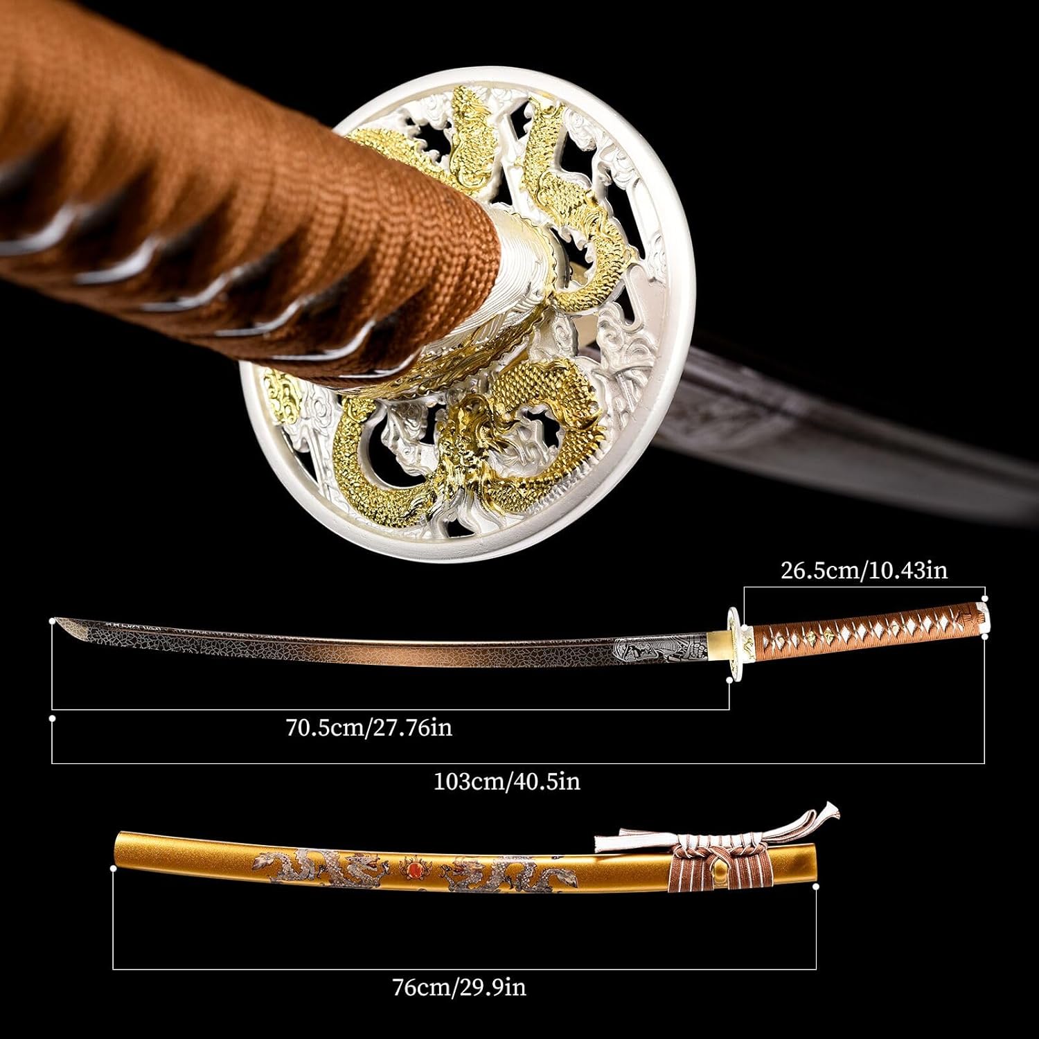 Japanese Katana Sword Real Authentic,Full Tang,Functional,Practical,1060 high Carbon Steel,Hademade Heat Tempered Full Hand Forged Traditional Samurai Sword