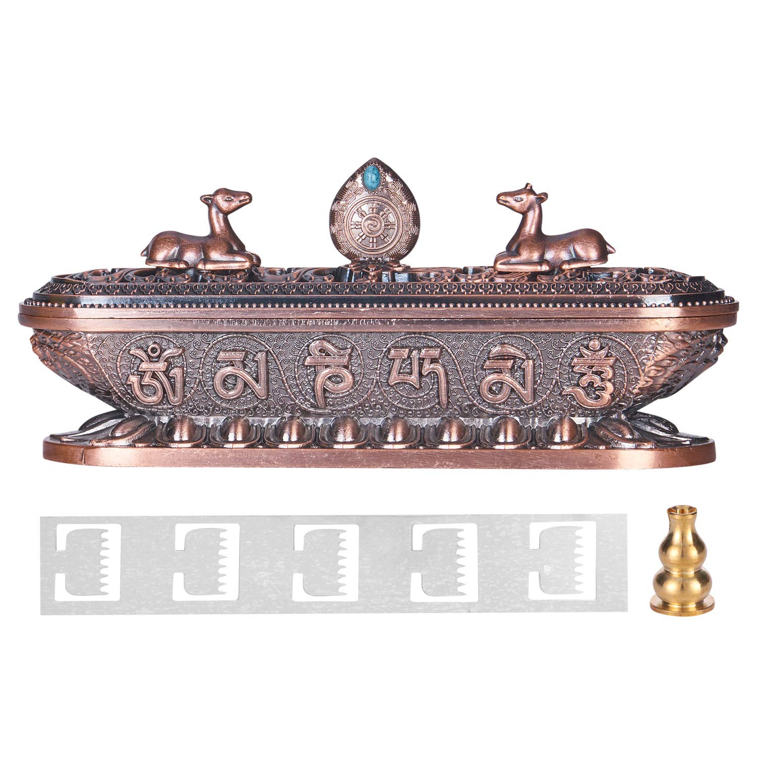 Alloy Coffin Incense Burner 6.3" Long Censer Incense Burner Case Box Holder Hollow Incense Stick Holder Box Crafted Ash Catcher Tray for Home Office Tea House Meditation Room Yoga Studio Decor