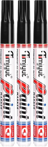 TIMJYUT 3 rotuladores de pintura permanente color negro, punta media, resistentes al agua y de secado rápido, nunca se decoloran, para vidrio,