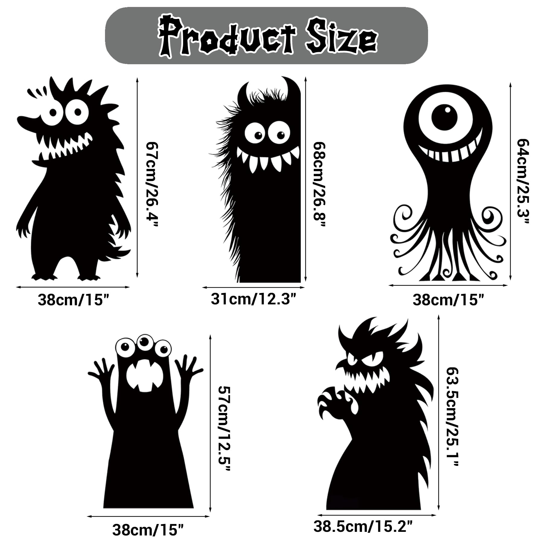 5 Sheets 29 Pcs Giant Adorable Peeking Halloween Window Clings Naughty Monster Window Decal Stickers for Halloween Decoration Supply - Image 3