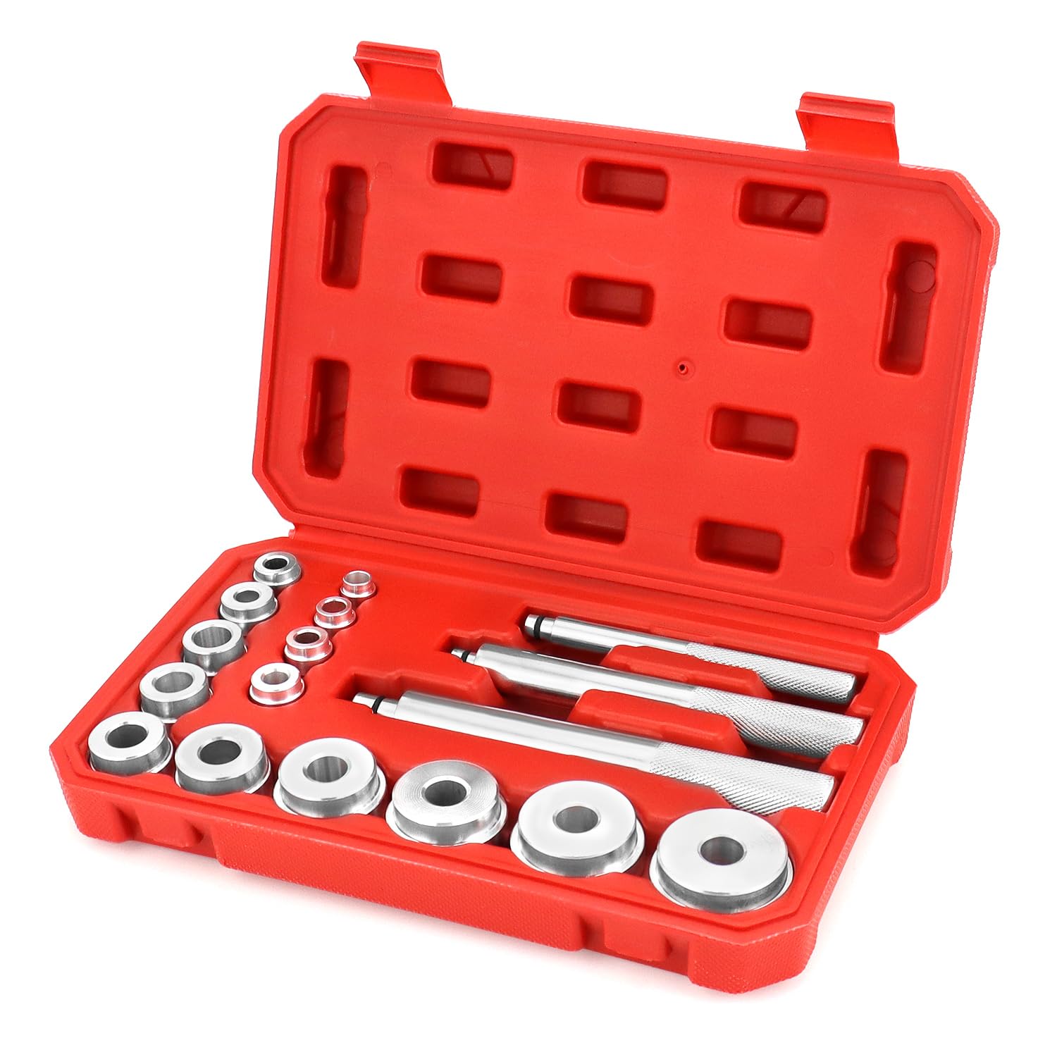 QWORK® 17 Piezas Juego de Extractor de Cojinetes de Herramienta para Cojinetes de Rueda, Juego de Herramientas de Reparación de Ensamblaje de Extractor