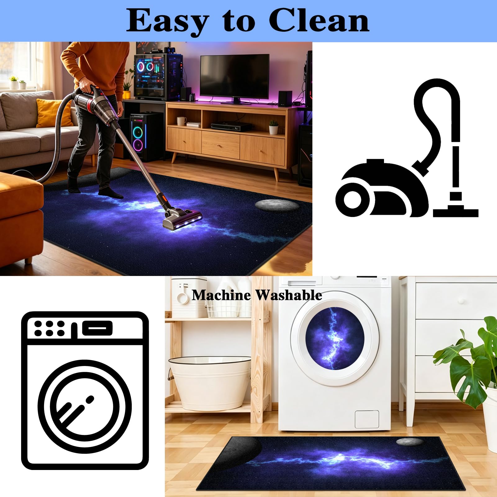 Tappeto Camera Ragazzo 3D Gaming Tappeti per Bambini Adolescenti Ragazzo Ragazze 130 x 190 cm Ragazzi Tappeti Camera da Letto Soggiorno Gaming Gamer Mat rug Salotto Bagno Cucina