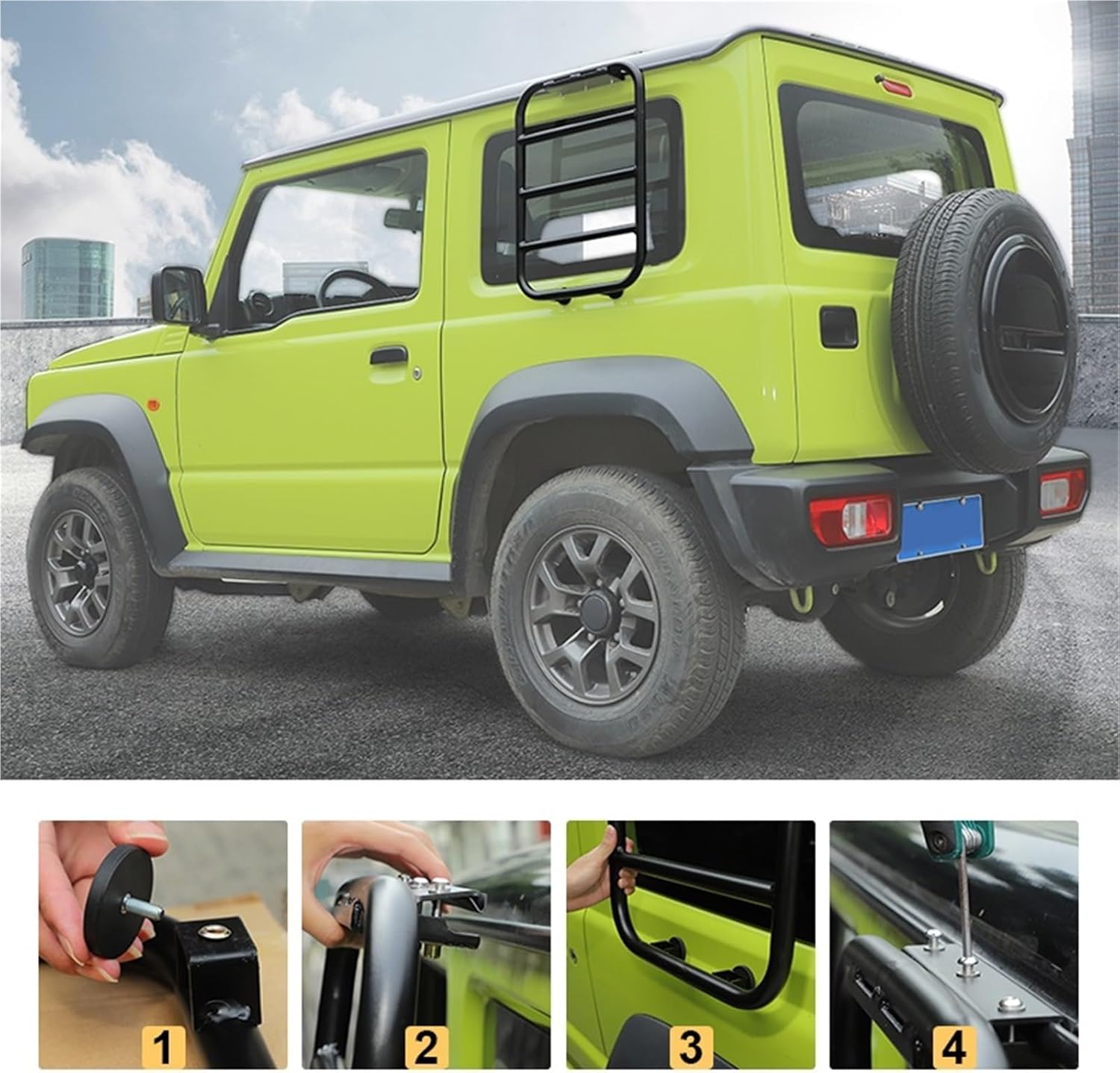 Car Windows Ladder Compatible with Suzuki Jimny 2door 2019-2024 Climbing Shelf Protective Frames