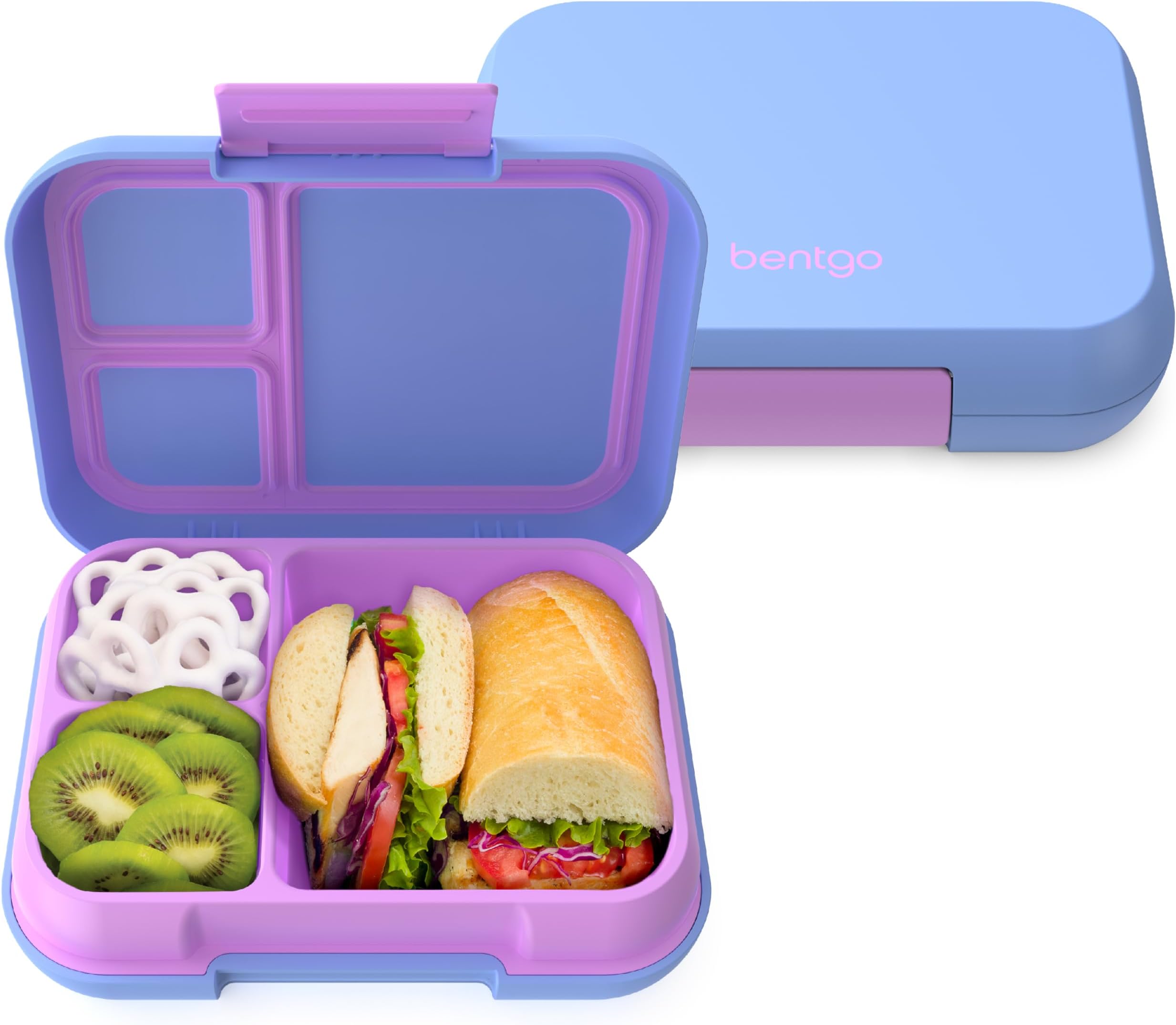 Pop - Leak-Proof Lunch Box & Removable Divider for Ages 8+ & Teens - Lunch Container Holds 5 Cups of Food; 3-4 Compartments; Microwave/Dishwasher Safe; 2 Year Warranty (Periwinkle/Pink)
