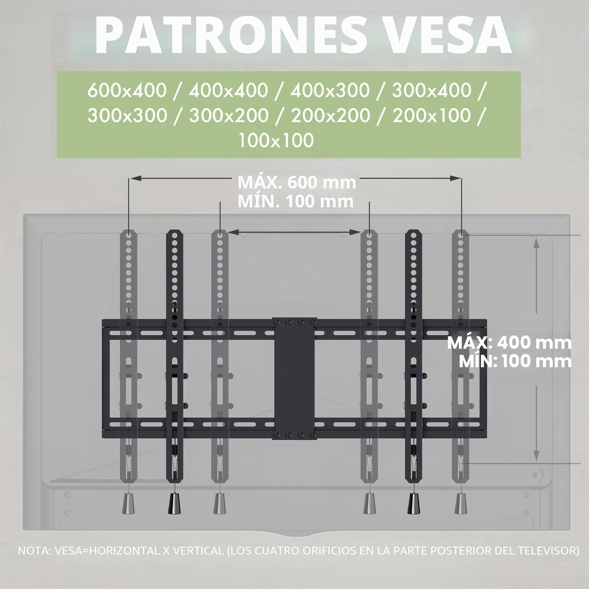 Soporte de Pared para TV de 32"-85" LED/LCD/Plasma TV Extensible Inclinable - Carga Máx. 50 kg - VESA Máx. 600x400mm