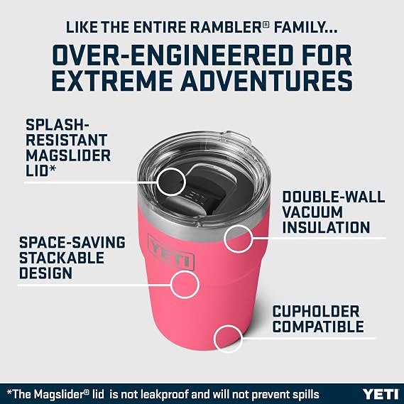 YETI Rambler 16 oz (473 ml) Stackable Cup, Tropical Pink